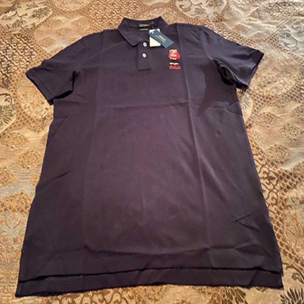 Polo by Ralph Lauren Navy Short-Sleeve Polo with Red Chest Emblem